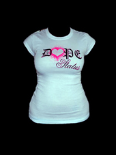 DOPE STATUS - GIRLS TSHIRT - WHITE WITH PINK HEART